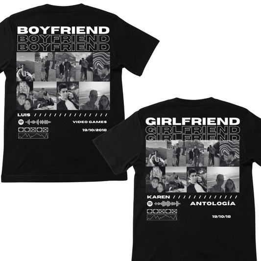 Dúo playeras personalizadas girlfriend y boyfriend